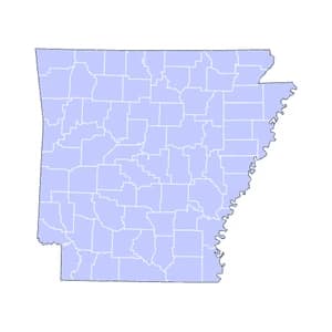 Arkansas county-level mortgage loan limits heatmap for 2026