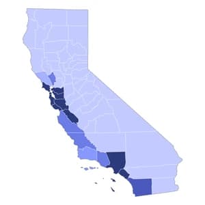California county-level mortgage loan limits heatmap for 2026