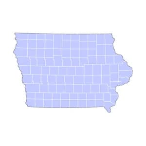 Iowa county-level mortgage loan limits heatmap for 2026