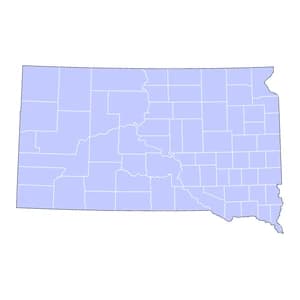South Dakota county-level mortgage loan limits heatmap for 2026
