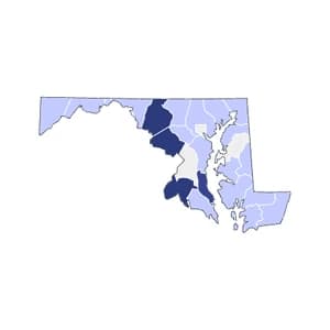 Maryland county-level mortgage loan limits heatmap for 2026