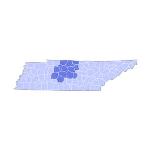 Tennessee county-level mortgage loan limits heatmap for 2026