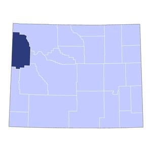 Wyoming county-level mortgage loan limits heatmap for 2026