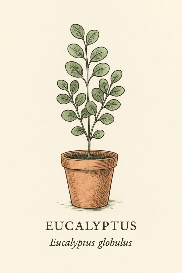 Eucalyptus plant with silvery-blue leaves and refreshing scent