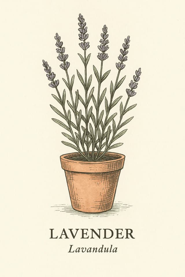 Lavender plant with purple flowers and calming fragrance