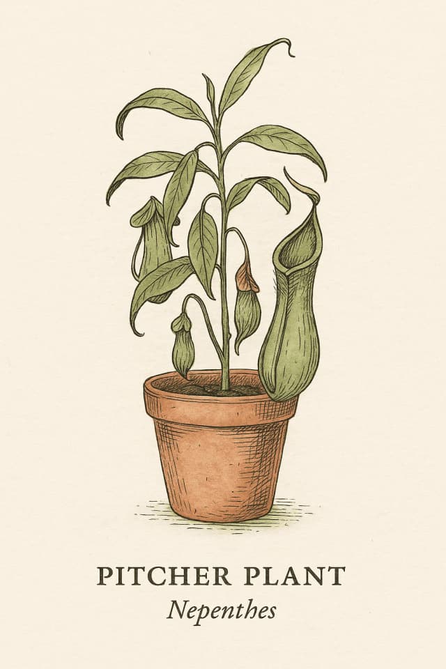 Pitcher plant with distinctive pitcher-shaped leaves resembling money bags